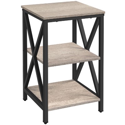 Yaheetech 3 Tier Sofa Side End Table with Shelf ,X Shape Metal Frame for Living Room