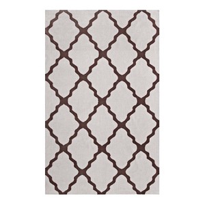 Modway Marja Moroccan Trellis 5x8 Area Rug - Brown and Gray,  100% Polyester Microfiber ,  Tight Low Pile Weave - 1 of 4