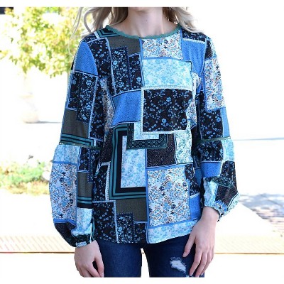 Women's Bohemian Floral Print Patchwork Top - Shewin Inc.