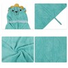 Unique Bargains Soft Absorbent Coral Fleece Hooded Towel for Bathroom Classic Design 53"x31" Light Green 1 Pc - 3 of 4