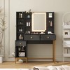 COZONY Makeup Vanity Desk with Mirror & Lights - Vanity Table with 3 Color Modes, Charging Station & Stool - 4 of 4