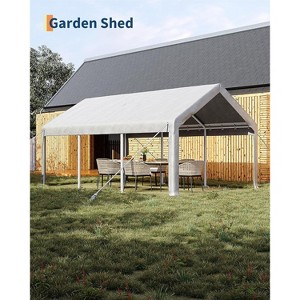 10'x20' Heavy Duty Carport Canopy, Galvanized Steel Frame Car Port with Roll-Up Windows & Doors, UV Resistant Waterproof Tarp, Portable Garage - 1 of 4