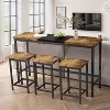 4 PCS Bar Height Dining Set with 3 Stool Counter Height Dining Set Kitchen Breakfast Nook Dinette, Hanging Stool Design, Natural/Gray+Black-ModernLuxe - 3 of 4