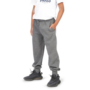 EVERYDAY KIDS Boys Cotton Fleece Sweatpants; Boys’ Activewear Jogger Pants - Soft and Breathable Cotton/Poly Blend, Charcoal Gray - 1 of 4