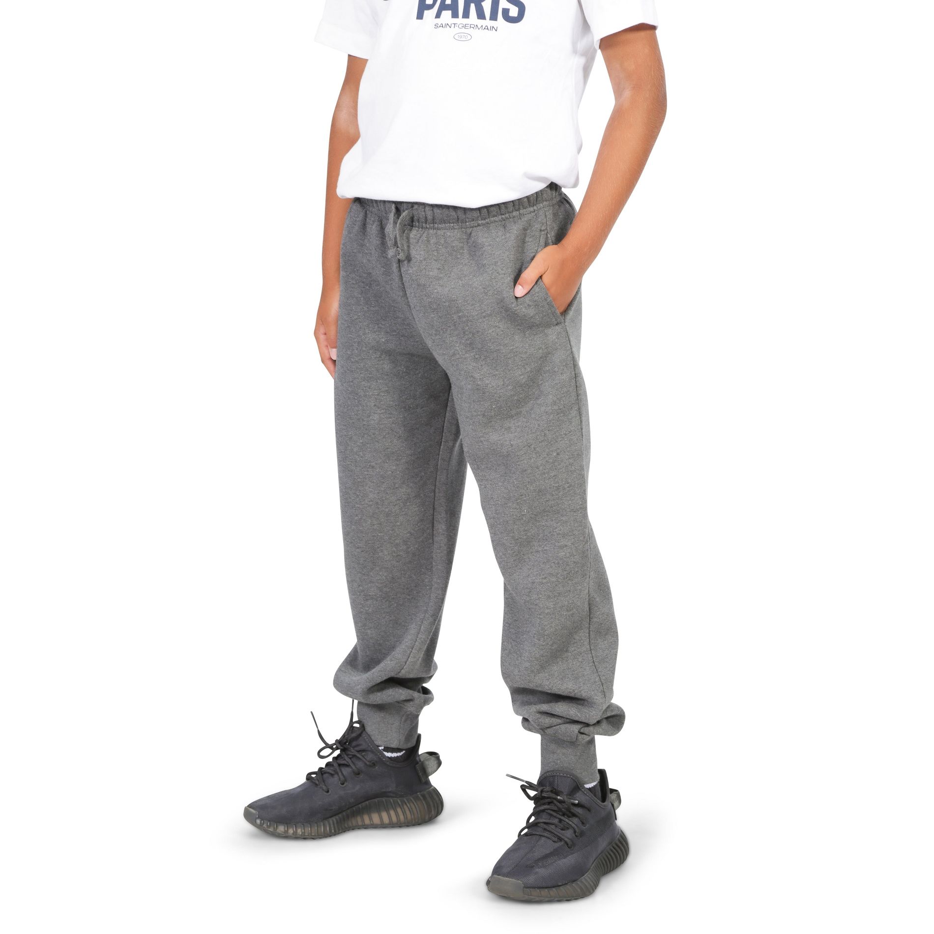 EVERYDAY KIDS Boys Cotton Fleece Sweatpants; Boys’ Activewear Jogger Pants - Soft and Breathable Cotton/Poly Blend, Charcoal Gray, Size 2T