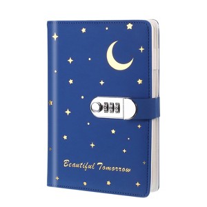 Unique Bargains Cute Journaling Leather Marble A5 Diary with Lock 120 Pages - 1 of 4