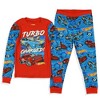 Hot Wheels Pajamas Toddler Boys' Turbo Charged Tight Fit 2-Piece Sleep Set - 3 of 4