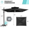 Crestlive Products 9'X11' Double Top Cantilever Umbrella UV30+ with Light and Base Outdoor 360 Rotation 6 Heights Adjustable Offset Umbrella - 3 of 4