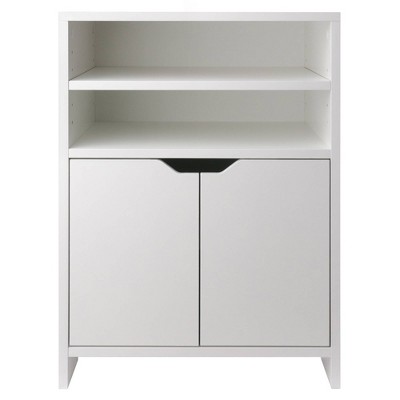 White Freestanding Office Storage Cabinet with Adjustable Shelving