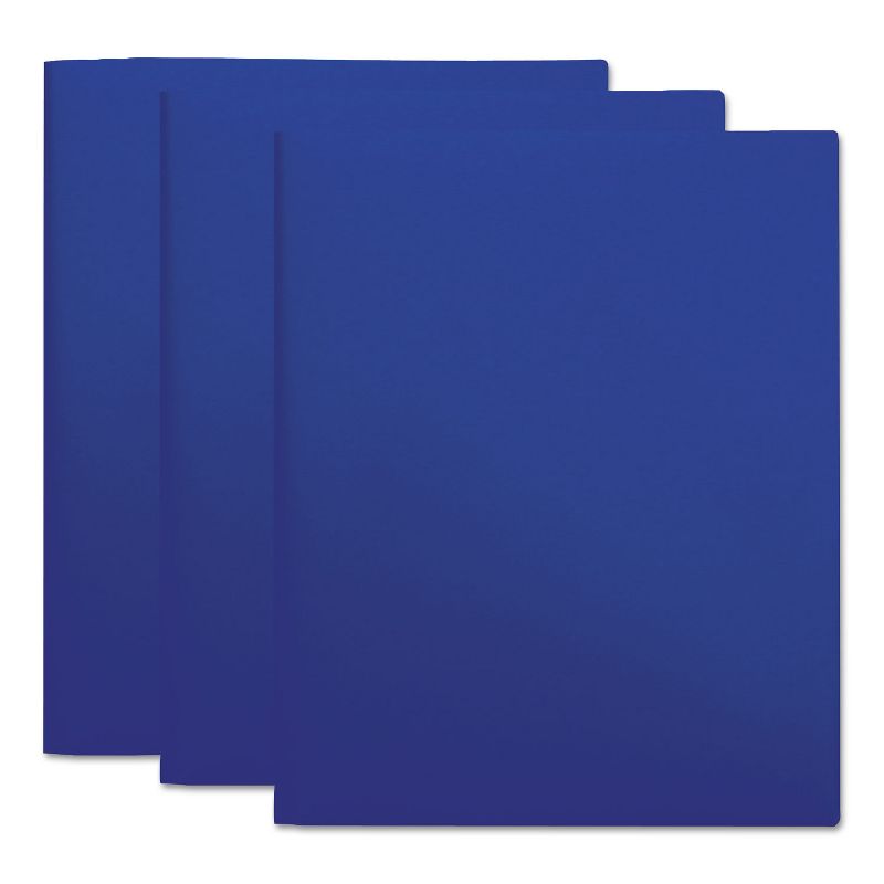 Universal Two-Pocket Plastic Folders 11 x 8 1/2 Navy Blue 10/Pack 20541, 3 of 5