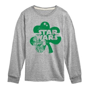 Boys' - Star Wars - St. Patricks Day Clover Long Sleeve Graphic T-Shirt - 1 of 4