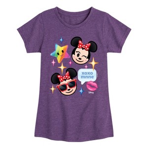 Girls' - Disney - Minnie Mouse Emojis Fitted Short Sleeve Graphic T-Shirt - 1 of 4