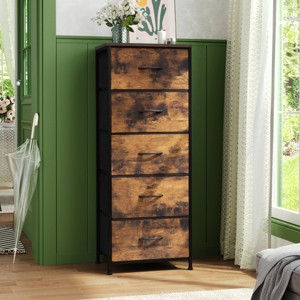 Crestlive Products Vertical Dresser for Bedroom Storage Tower With Steel Frame Wood Top Easy Pull Fabric Bins - 1 of 4