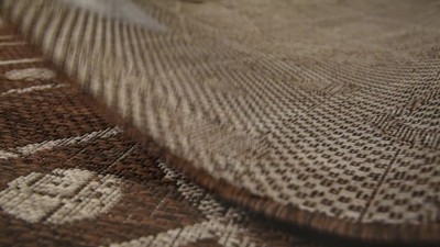 Black and Ivory Geometric Bohemian Indoor/Outdoor Rug