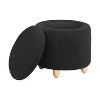 Simple Relax Faux Sheepskin Upholstered Round Storage Ottoman - 3 of 4