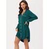 cheibear Women's Long Sleeve Notched Lapel Button Down Lounge Nightshirt - 2 of 4