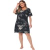 Agnes Orinda Women's Plus Size Tie Dye Crisscross Back V Neck Short Sleeve Nightgowns - image 3 of 4