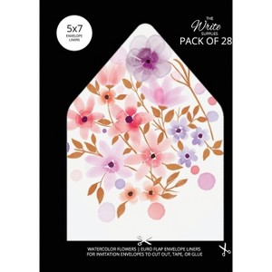 Watercolor Flowers Envelope Liners Euro Flap 5x7 with Floral Design - by  The Write Supplies (Paperback) - 1 of 1