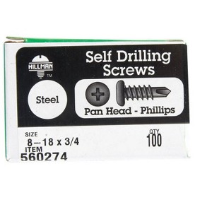 Hillman No. 8-18 X 3/4 in. L Phillips Pan Head Self- Drilling Screws 100 pk - 1 of 1