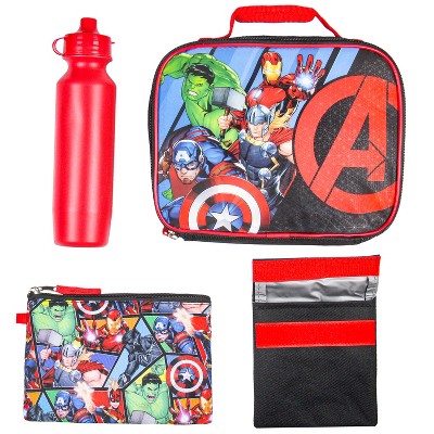 Marvel Avengers Red and Black Polyester Backpack Lunch Tote Set