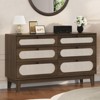 52.1" Rattan Bedroom Dresser, 6 Drawer Wood Dresser - Frame Feet, Charging Station, Large, Medium and Small Drawers, - 2 of 4