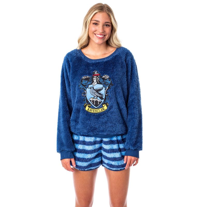 Harry Potter Womens' Sweater and Shorts Sleep Pajama Set-All Houses, 1 of 7