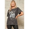 Slickblue Rebel Tiger Mineral Wash Graphic Tee for Women, Short Sleeve, Edgy Style, Charcoal, Size S-L - 4 of 4