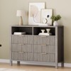 6 Drawer Dresser for Bedroom, Farmhouse Chest of Drawers with 2 Open Shelves and Fluted Doors - 2 of 4