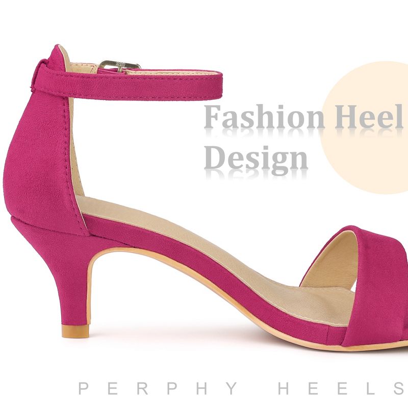 Perphy Women's Open Toe Ankle Strap Kitten Heels Sandals, 4 of 5