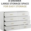 QingMoon Large 8 Drawer Dresser, Wood Storage Dresser with Gold Handles and Sturdy Frame for Living Room, Bedroom - 2 of 4