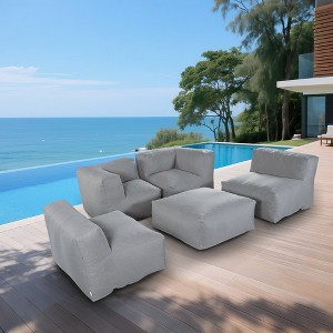 Evita 5 PCS Outdoor Furniture Sectional Conversation Set- Combination of 2Middle 2Corner 1Ottoman/Coffee - 1 of 4