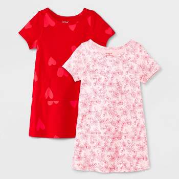 Toddler Girls' 2pk Adaptive Short Sleeve Valentines Day Dress - Cat & Jack™ Red/Pink