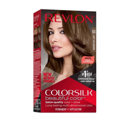 Revlon Colorsilk Beautiful Color Permanent Hair Color - 50 Light Ash Brown   Fl Oz : Target