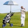 Foldable 3 Wheel Push Pull Golf Club Cart Trolley w/Seat Scoreboard Bag Red/Blue - image 2 of 4