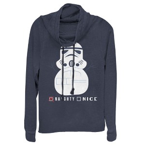 Juniors Womens Star Wars Christmas Naughty Stormtrooper Cowl Neck Sweatshirt - 1 of 3