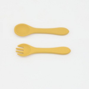 MyKids-USA Baby Food Grade Complementary Food Training Silicone Spoon Fork Sets - 1 of 4