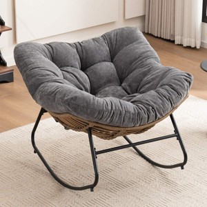 Lounge Rocking Chair,Chenille Upholstered Nursery Rocking Chair,Modern Rocking Chair with Metal Frame for Living Room,Apartment,Bedroom-Koiai - 1 of 4
