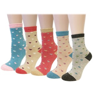 Wrapables Women's Thick Winter Warm Wool Socks (Set of 5), Hearts - 1 of 4