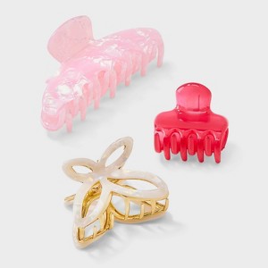 Flower Solid Claw Hair Clip Set 3pc - A New Day™ - 1 of 3