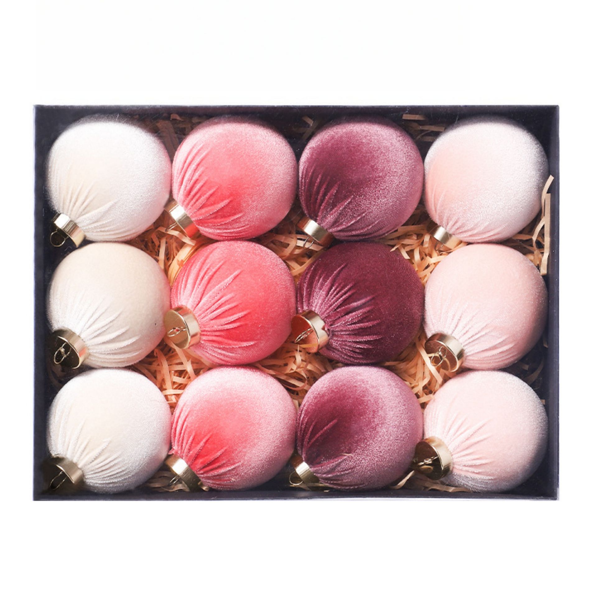 12ct Christmas Balls Ornaments Decor Set, Cloth Wrapped Xmas Balls Hanging Tree Ornaments for Christmas Tree Wreath Garland, 3.15in