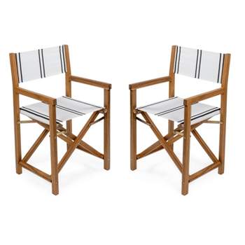 Cukor Classic Vintage Outdoor Acacia Wood Folding Director Chair with Canvas Seat- JONATHAN Y