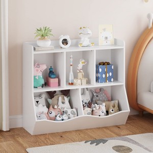GustoWave Kids Bookshelf, Children Bookcase Toy Storage Cubby, Children's Toy Shelf, Storage Cabinet, Fit for Playroom, Living Room, Nursery - 1 of 4
