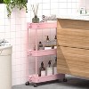 Hachikiko 3 Tier Slim Rolling Storage Cart - Removable Shelves Bathroom Organizer with Lockable Casters, Multi-Purpose Utility Cart - 2 of 4