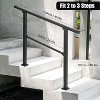 2PCS Handrails for Outdoor Steps - Fits 2 to 3 Steps, Sturdy Porch Railing, Black Wrought Iron, Includes Installation Kit - 3 of 4