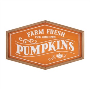 Framed Metal Farm Fresh Pumpkins Sign 19.5"L - 1 of 4