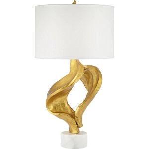 Possini Euro Design Hera Modern Vintage Glam Table Lamp 31" Tall Sculptural Rose Gold White Shade Bedroom Living Room Bedside Nightstand Office Kids - 1 of 4