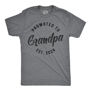 Mens Promoted To Grandpa 2024 T Shirt Funny New Baby Family Graphic Tee - Crazy Dog Men's T Shirt - 1 of 4