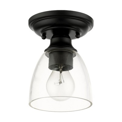 Black Hand Blown Glass 1-Light Flush Mount
