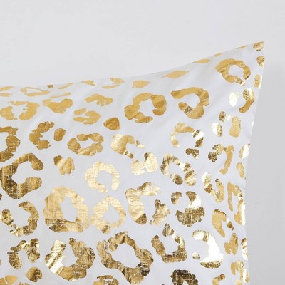Ivory and Gold Metallic Animal Print Twin Duvet Cover Set
