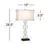 360 Lighting Evan Modern Table Lamps 28 1/2" Tall Set of 2 Brushed Nickel with USB Charging Port Table Top Dimmers White Rectangular Shade for Bedroom - 4 of 4